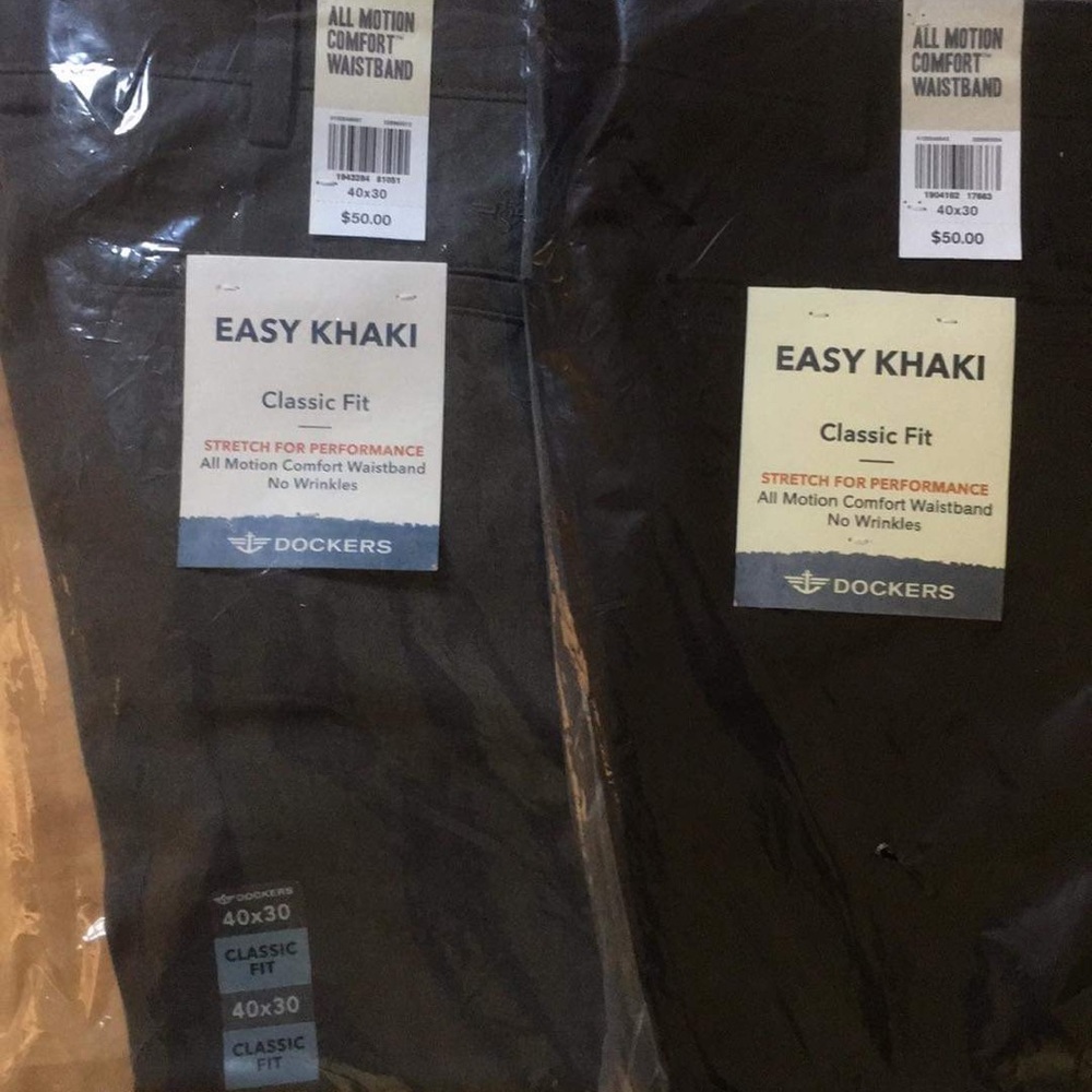 Classic fit black mens dress pants. Two pair.